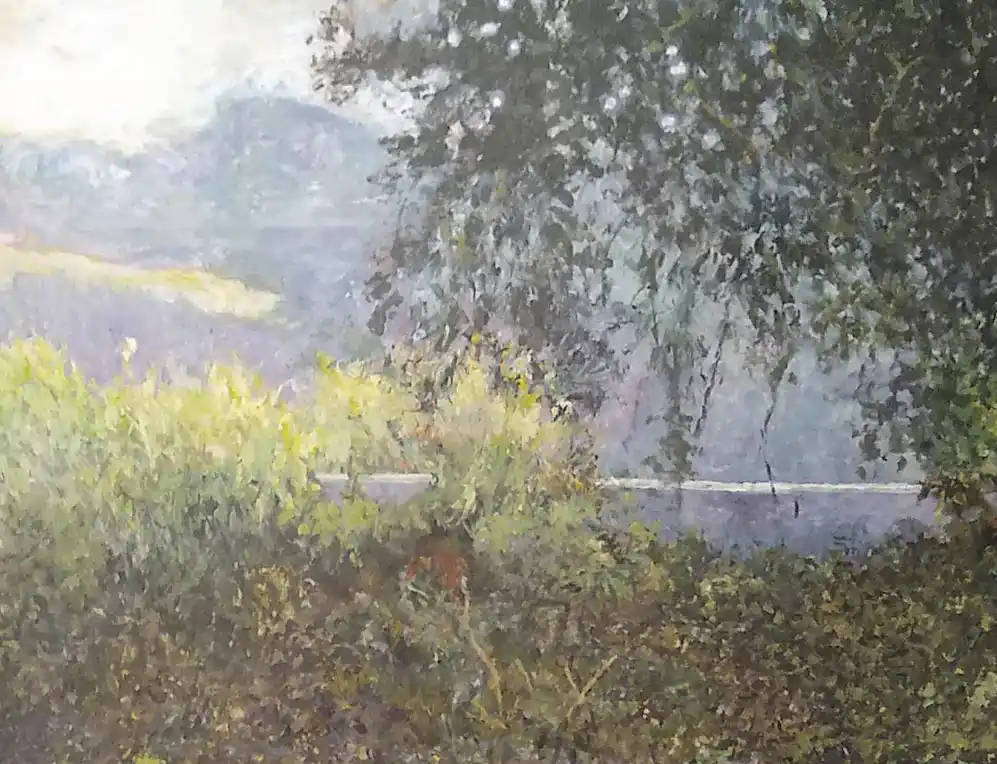 “Giverny Path”, Acrylic on Linen, 72” x 36”, by Margaret Scanlan