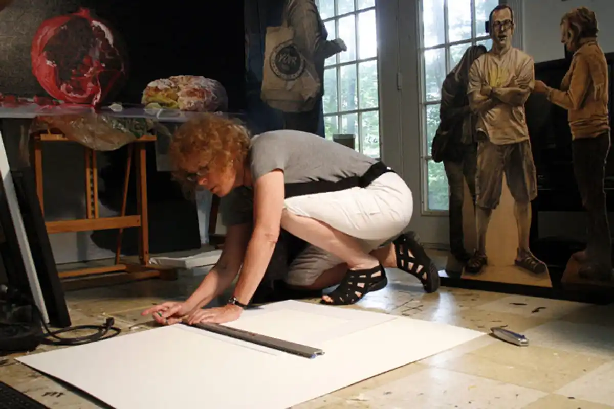 Denise Stewart-Sanabria at work in her studio.