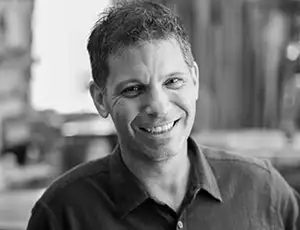 black and white photograph of artist Brad Sells