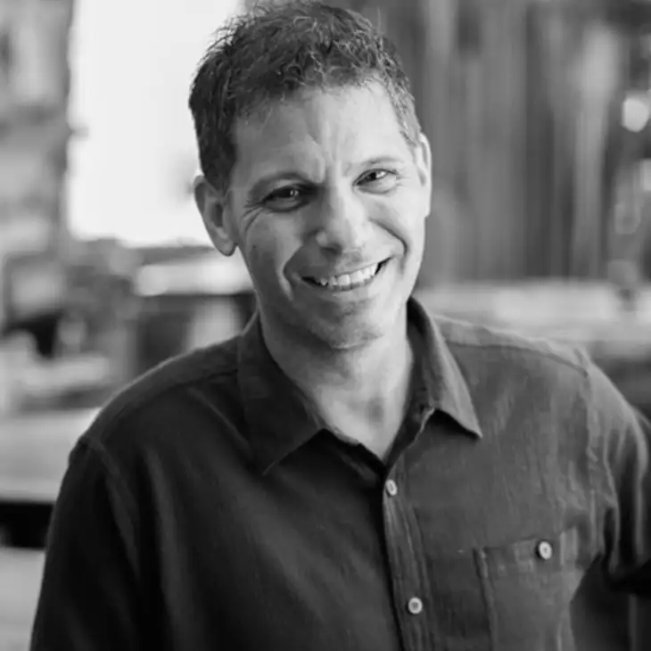 black and white photograph of artist Brad Sells
